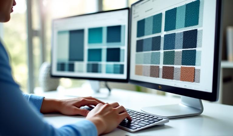 Digital interface showing AI software generating multiple woven fabric variations